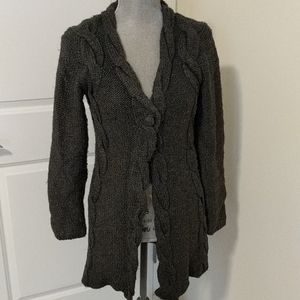 INC Dark Grey Chunky Long Wool Cardigan Sweater